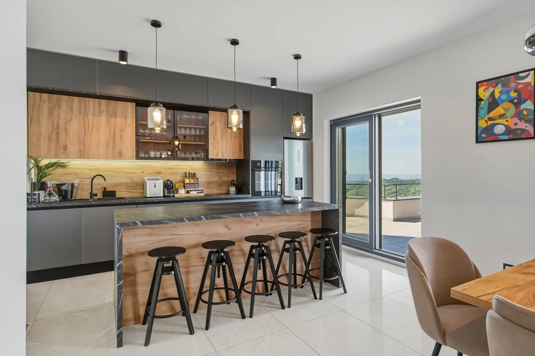 Main kitchen and dining area